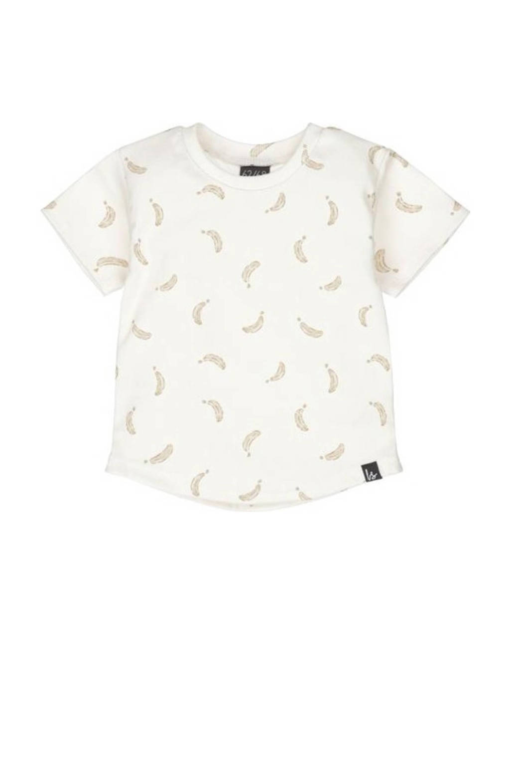Babystyling baby T-shirt met all over print ecru/lichtbruin