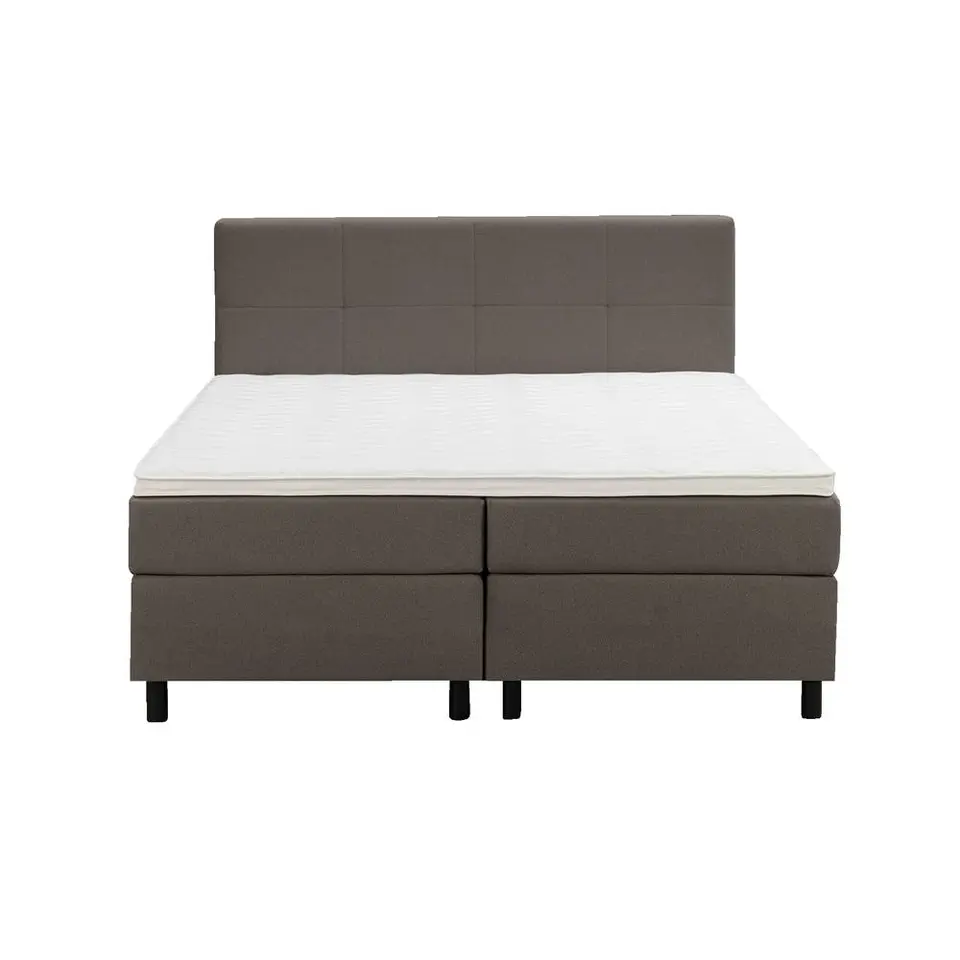 Boxspring Liv geblokt - donkerbruin - 160x200 cm - ronde poot
