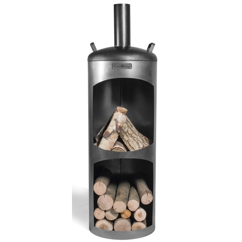 Cheminée d’extérieur cylindrique en acier faro 40x40x132 cm