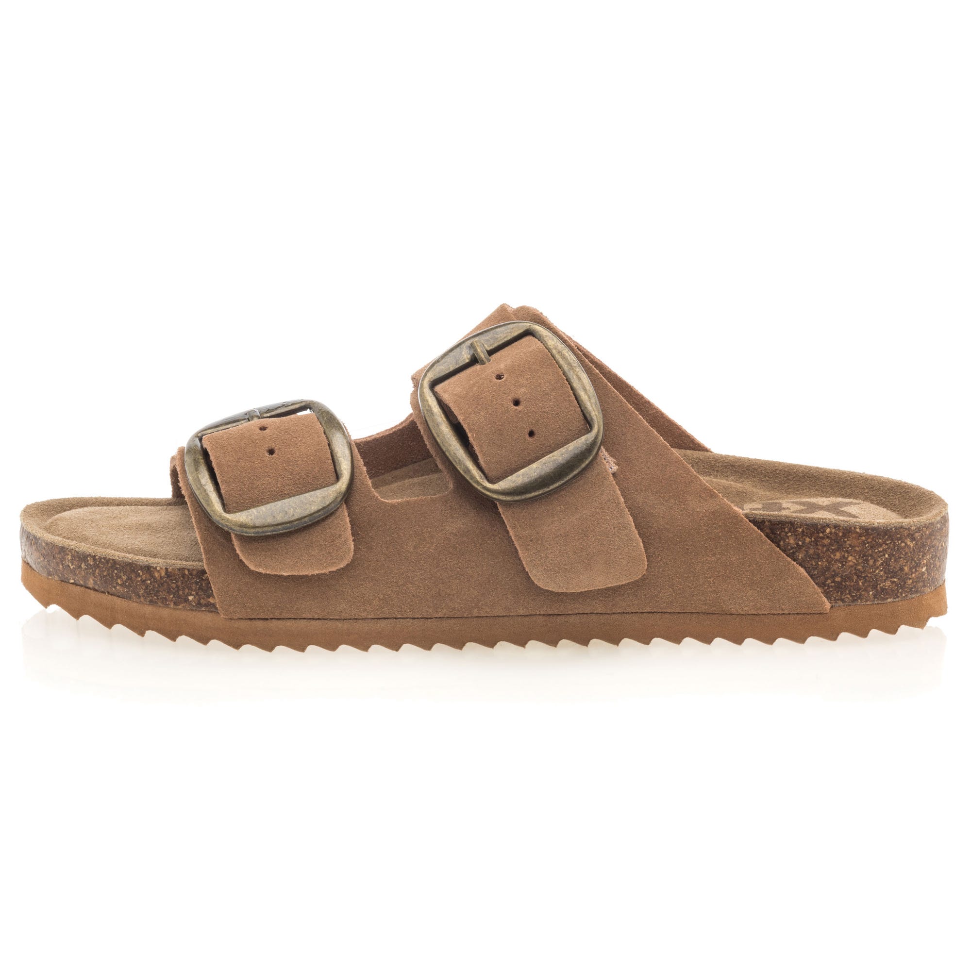 Mules semelle liège Femme en cuir camel