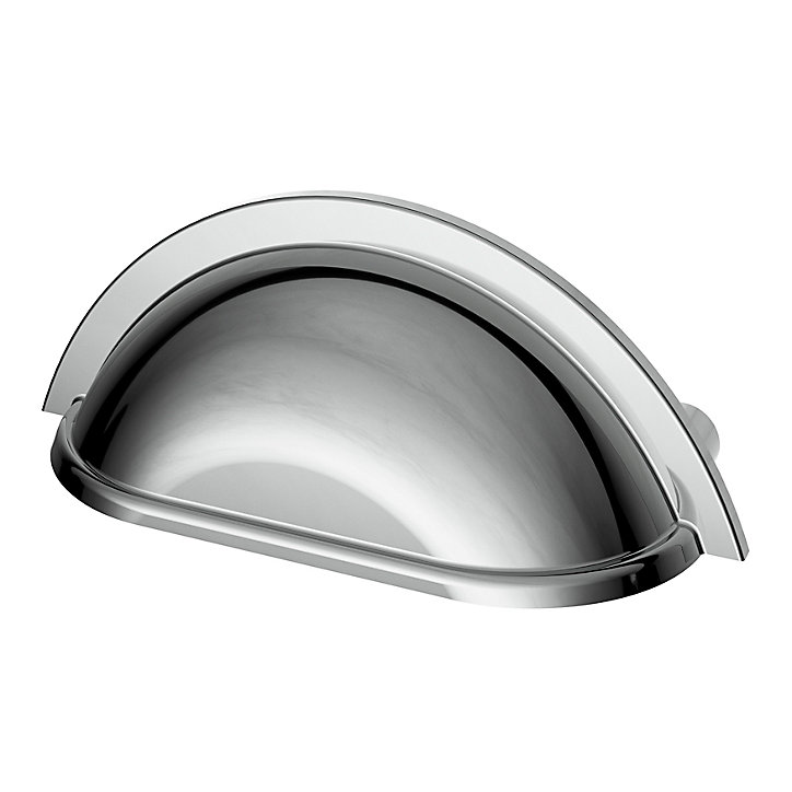 Poignée de meuble demi-ronde GoodHome Govlin effet chromé gris l.81mm x l.30mm x H. 30mm entraxe 64mm