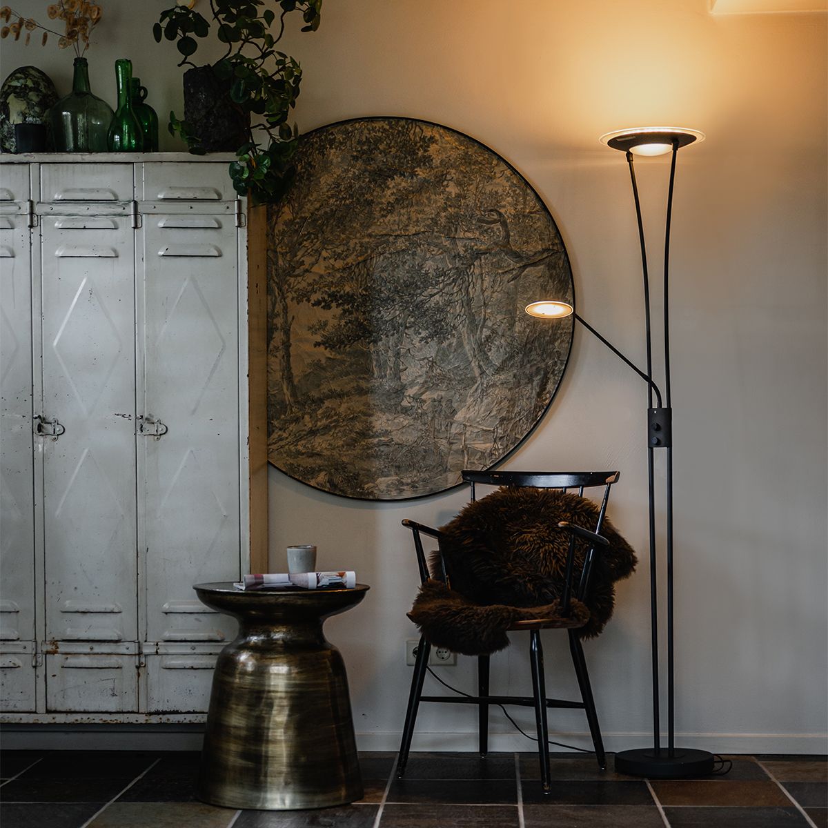 Moderne vloerlamp zwart incl. LED met leesarm - Ibiza