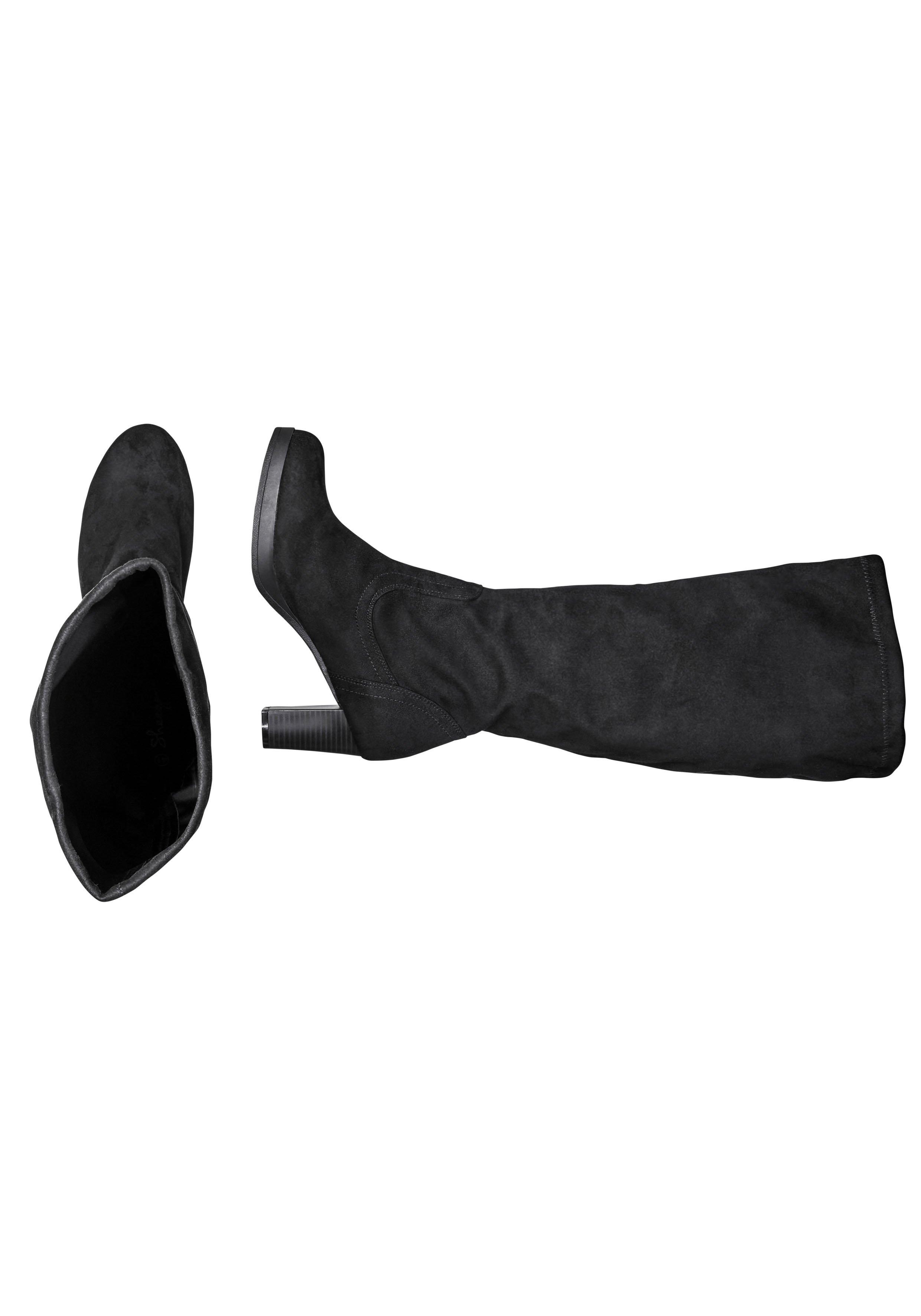 Verschlussloser Weitschaftstiefel in Wildlederoptik