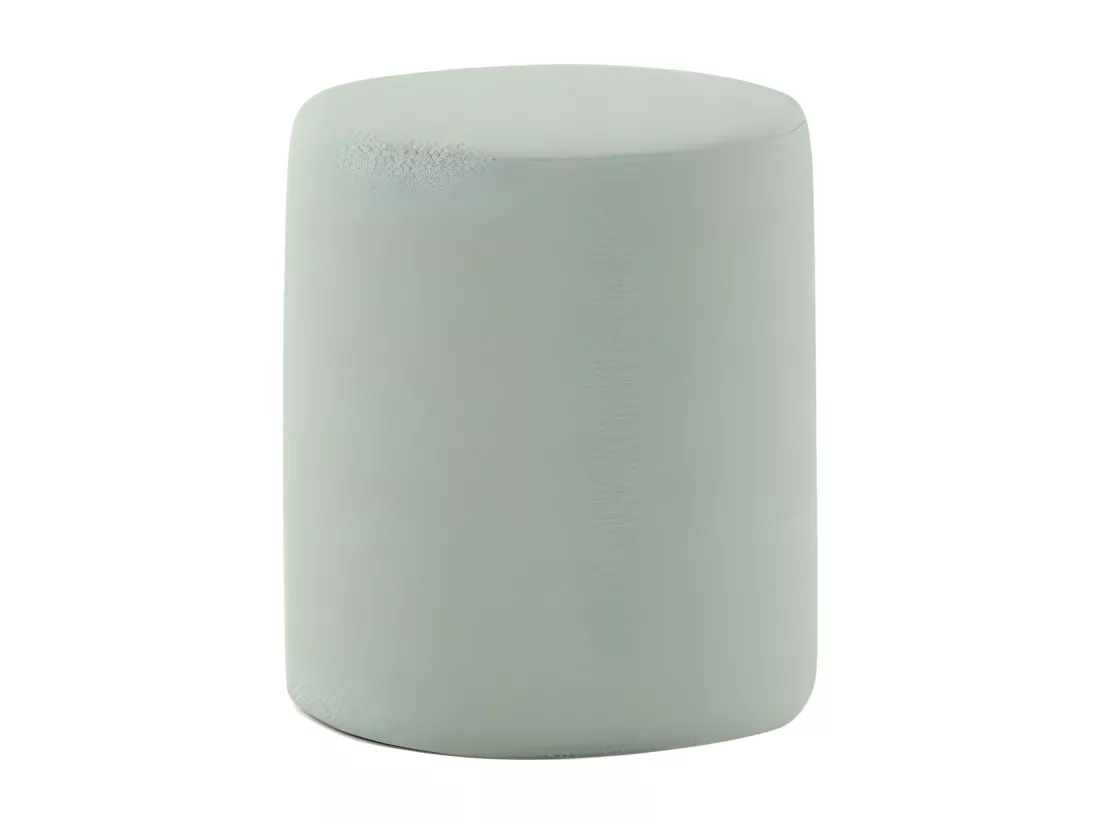 CONNIE - Pouf Rond 41cm Tissu Bouclé Vert Olive