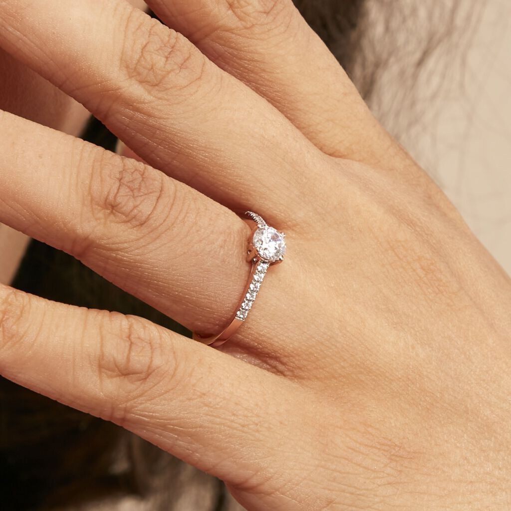 Bague Solitaire Manon Or Rose Oxyde De Zirconium