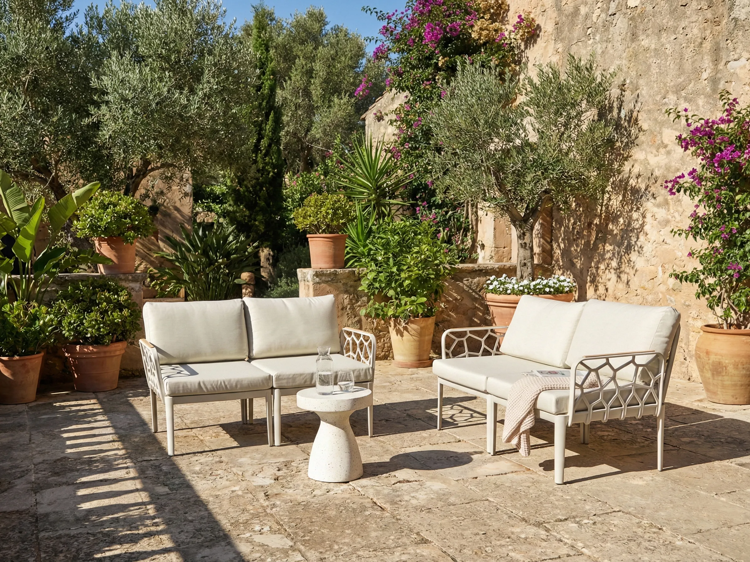 Tuin bankenset 4-zits ERICHE Lichtbeige