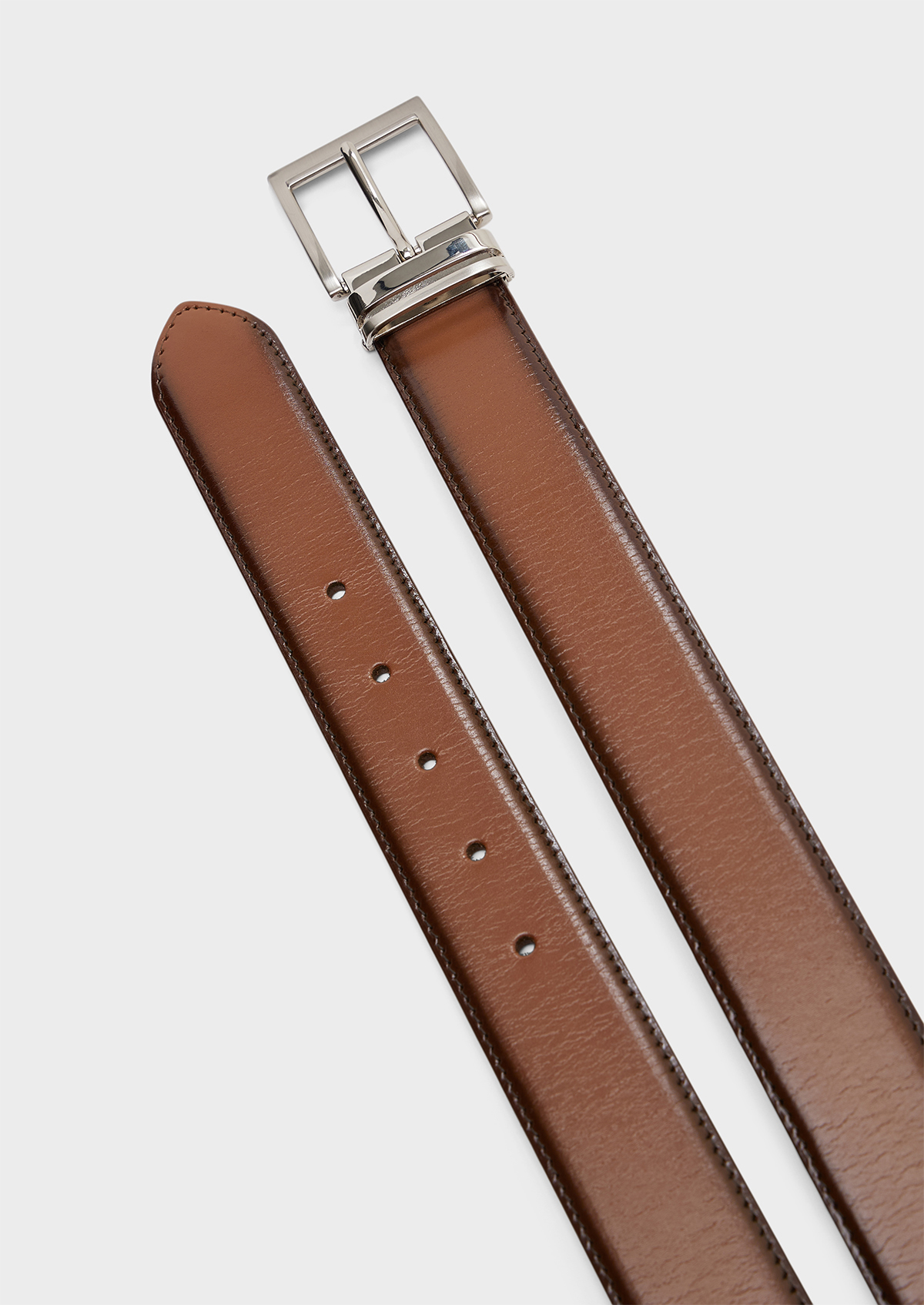 Ceinture ajustable en cuir lisse cognac