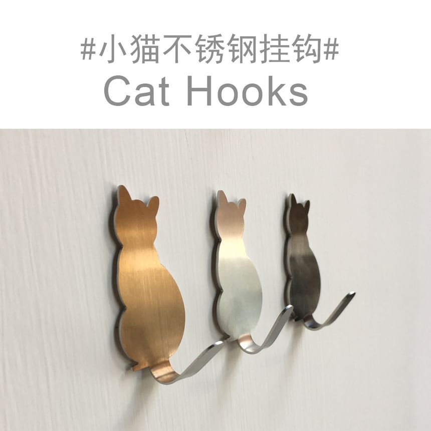 Choyce - Set van 2: Katten roestvrijstalen kleefhaak