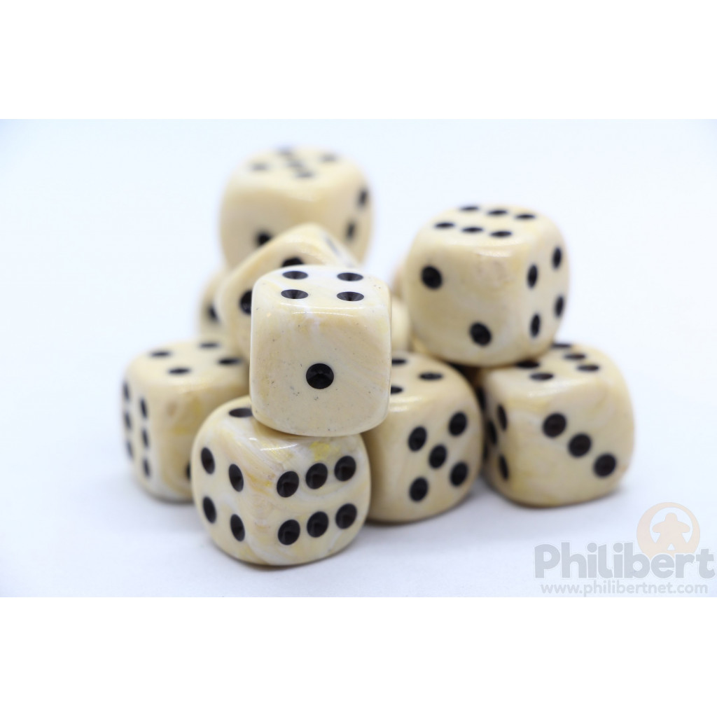 Set de 12 Dés 6 Faces Chessex : Marble
