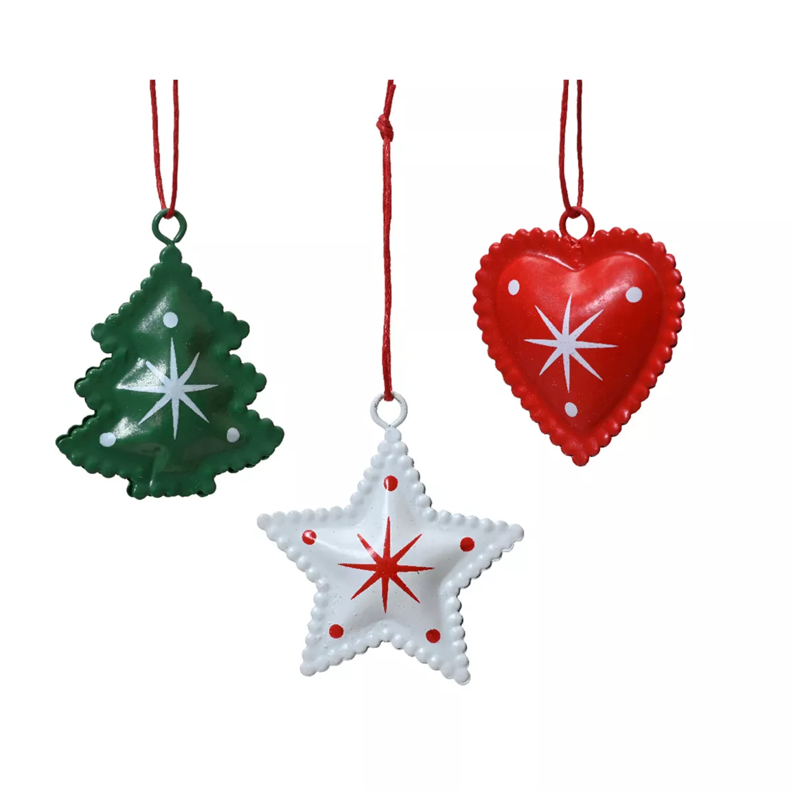 Lot de 12 suspensions de Noël en métal (H4,5 cm) Méribel Colorées