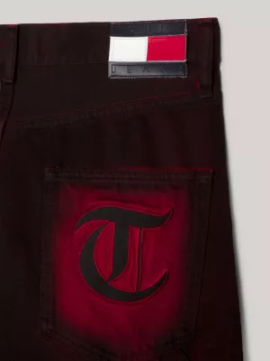 Calça jeans de perna larga tingida em peça