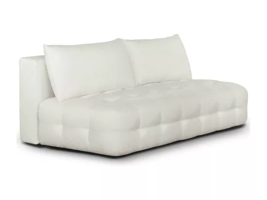 Canapé convertible 3 places avec coffre de rangement en tissu bouclé écru - Léo