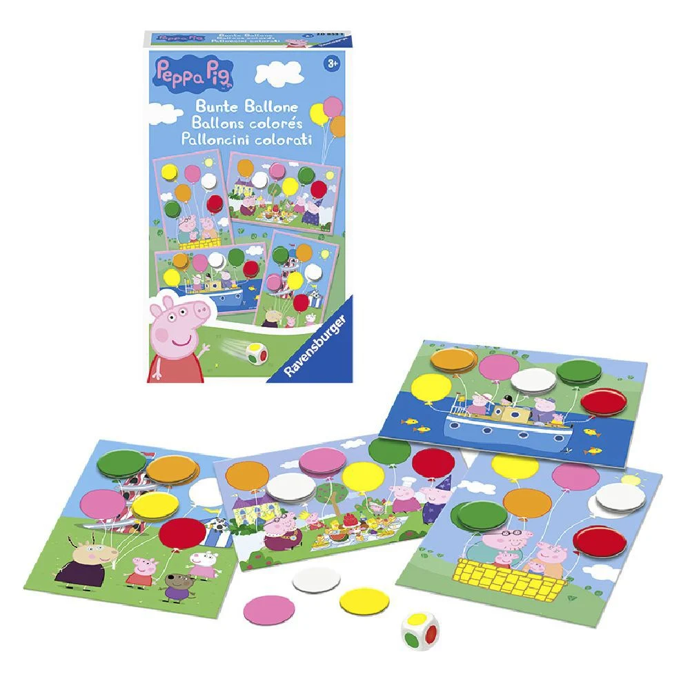 Mini jeu de société dés Peppa Pig ballons colorés