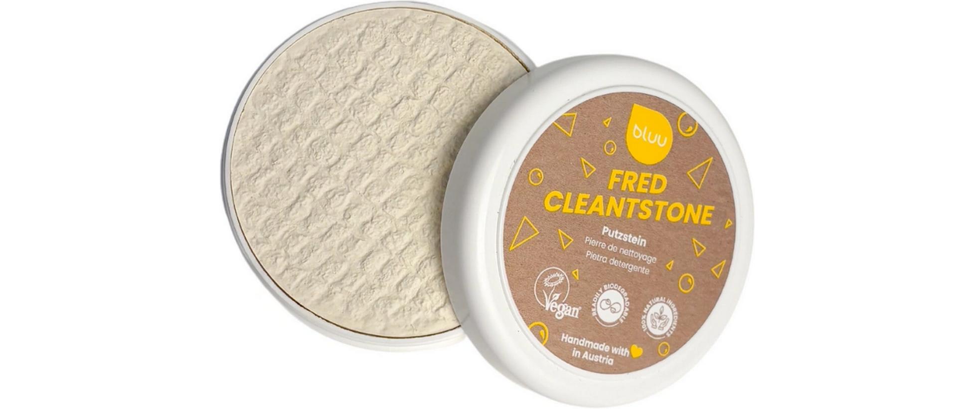 Allzweckreiniger Fred cleantstone 250 gPutzstein mit Dose für die kratzfreie Reinigung von Chromstahl und Glaskeramik-Kochfeldern