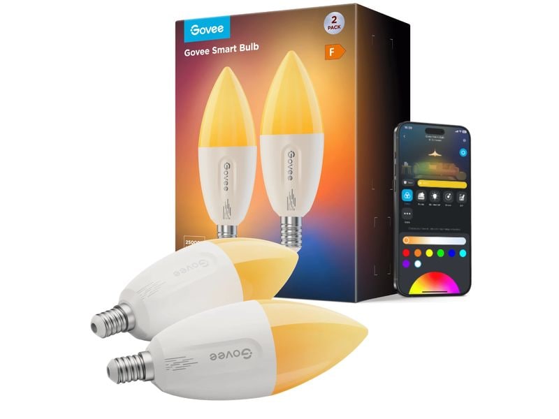 Govee Smart Light Bulb E14, RGBWW, CRI>80, Wifi, BT Dimmbare LED-Glühbirnen