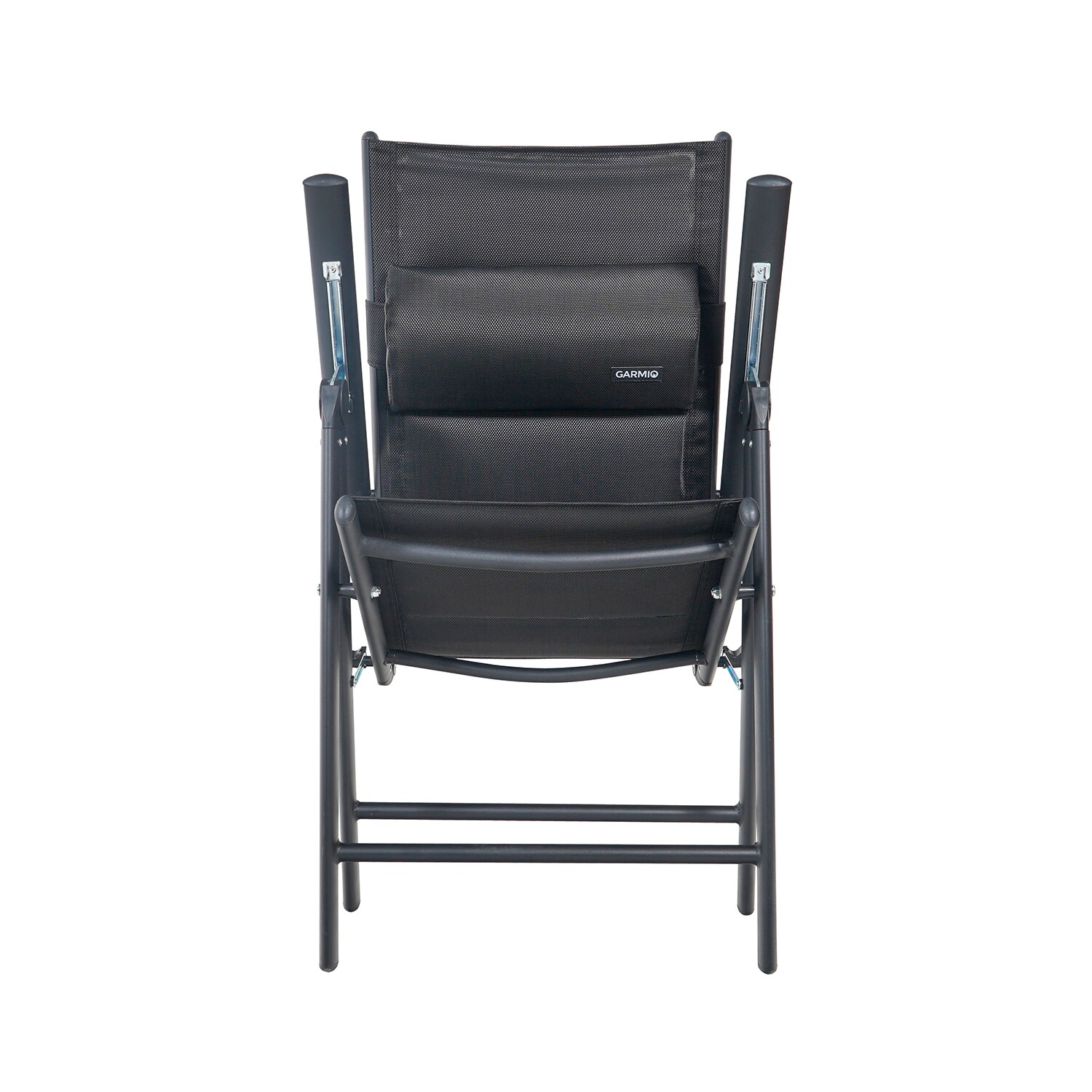 GARMIO® Gartenstuhl Balkonstuhl FLORENZ schwarz, 7-fach verstellbar, klappbar, inkl. Nackenkissen, für Terrasse