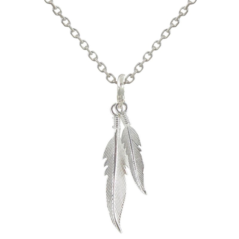 Collier Deux Plumes d'Argent