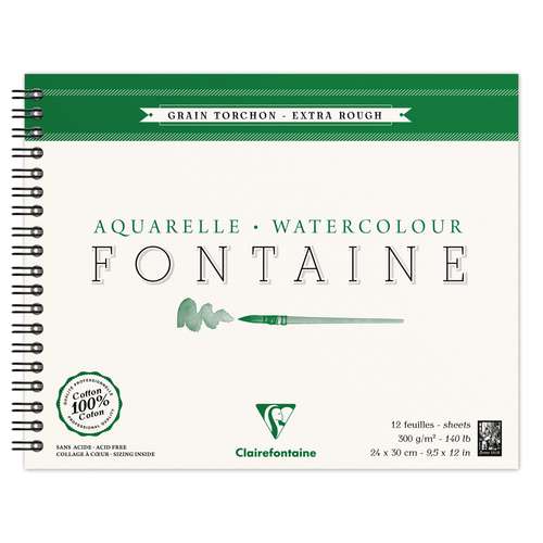 Clairefontaine FONTAINE Aquarellpapier Spiralblock, Grobkorn