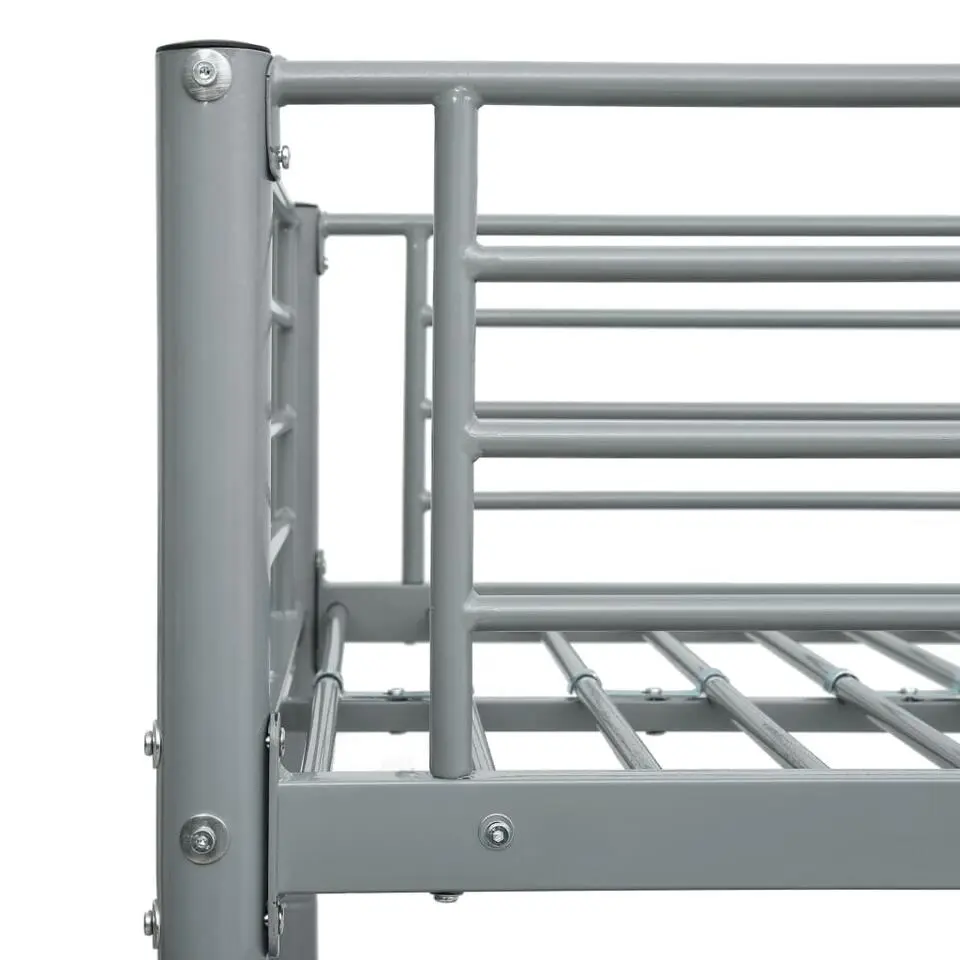 vidaXL - Metalen Stapelbed incl. hekwerk en zijladder - Grijs - 90x200 cm