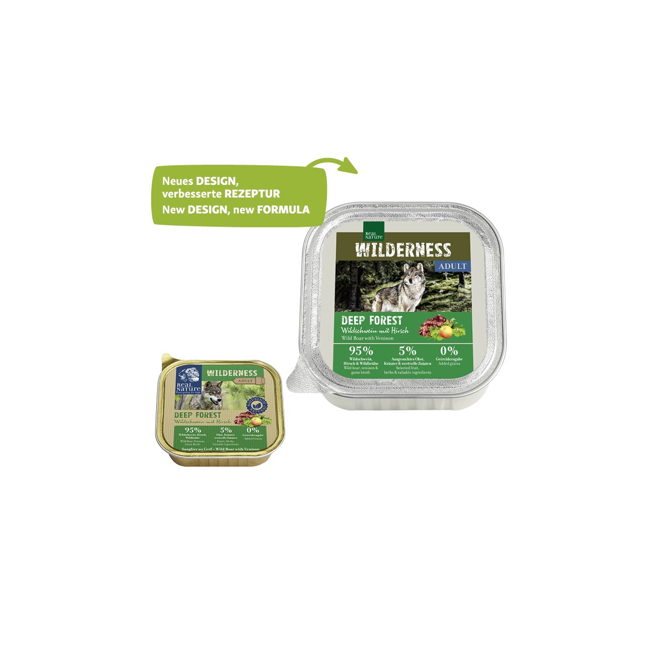 REAL NATURE WILDERNESS Nassfutter Hund, Adult, Wildschwein mit Hirsch 16x100 g