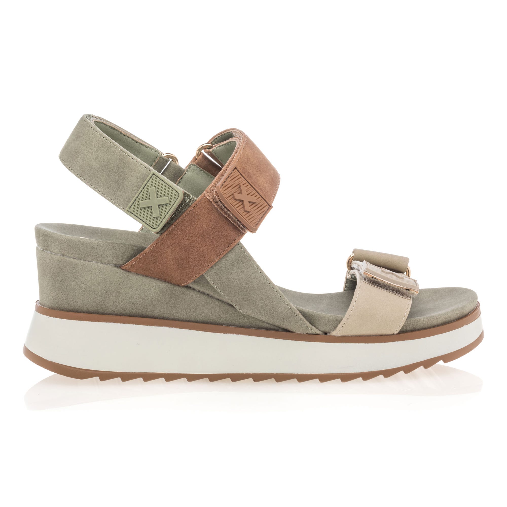 Sandales à talon compensé Femme kaki