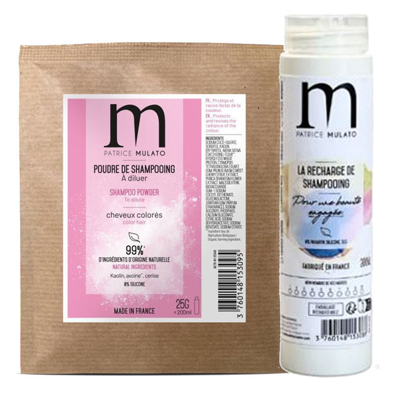 Kit DIY flacon + shampooing poudre à reconstituer cheveux colorés
