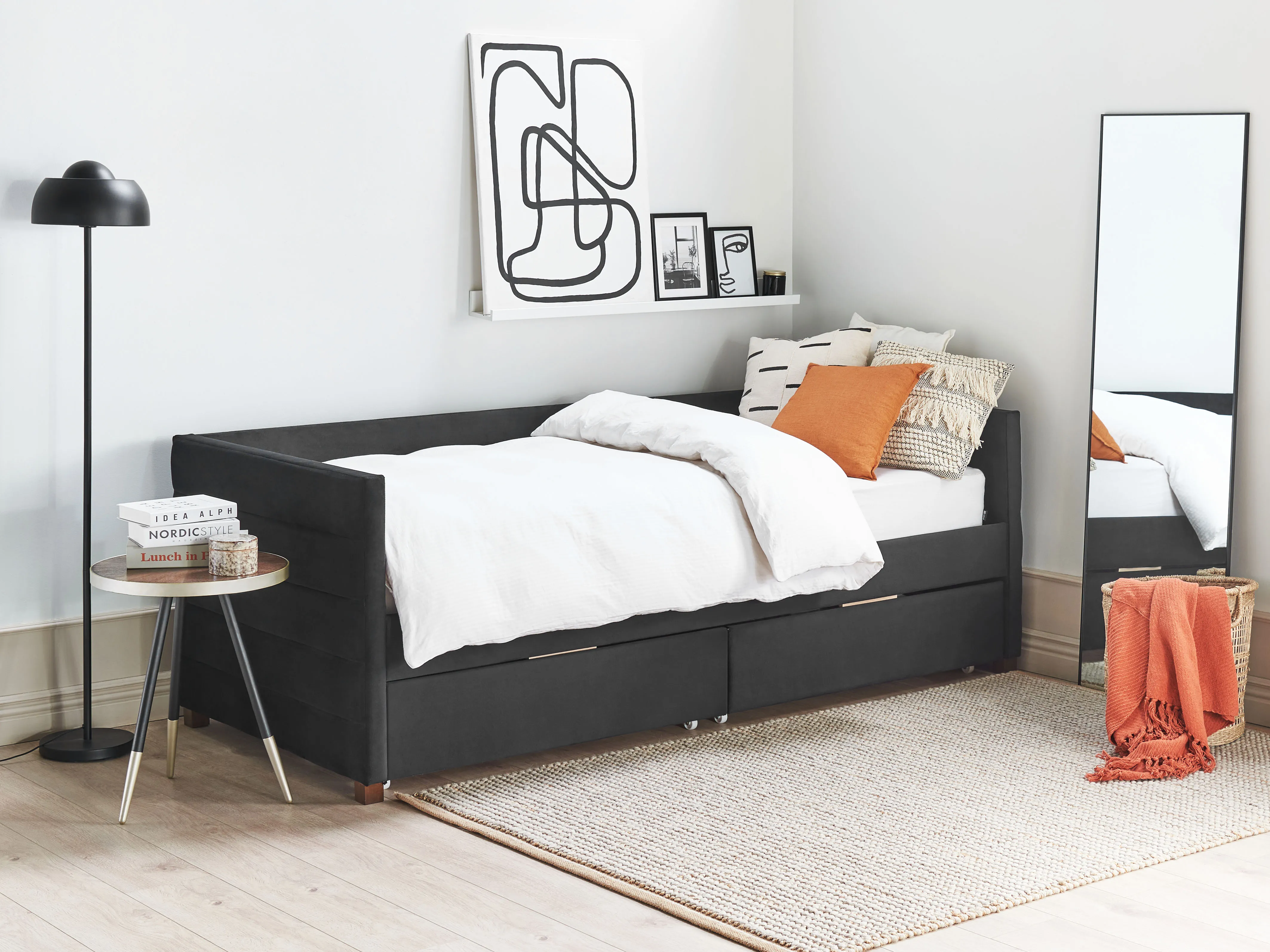 Bedbank met opbergruimte Fluweel MARRAY 90 x 200 cm Zwart