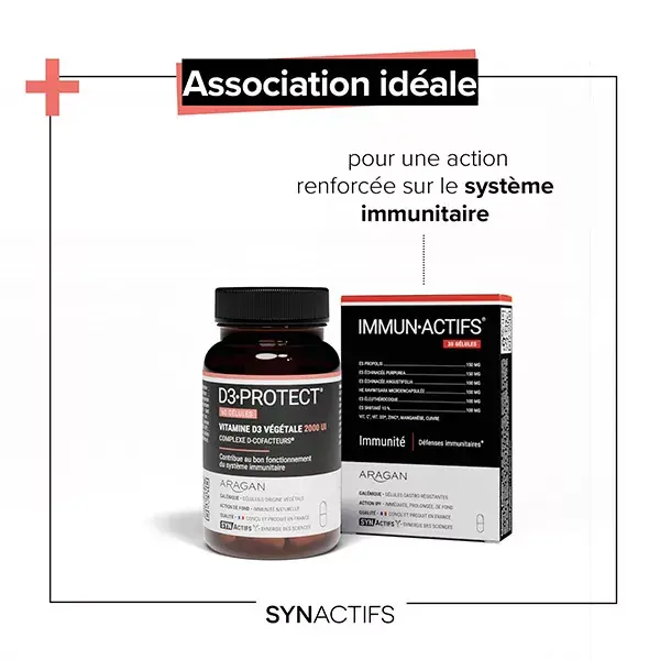 Aragan - Synactifs - D3 Protect - Imunidade - Vitamina D3, Magnésio - 60 cápsulas