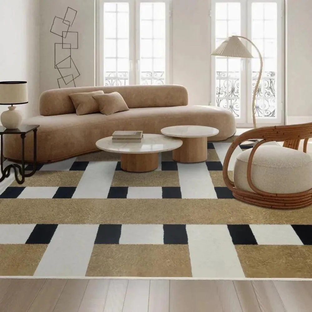 Modern Vintage Living Room Carpet | Classic Geometric Art Design Rug