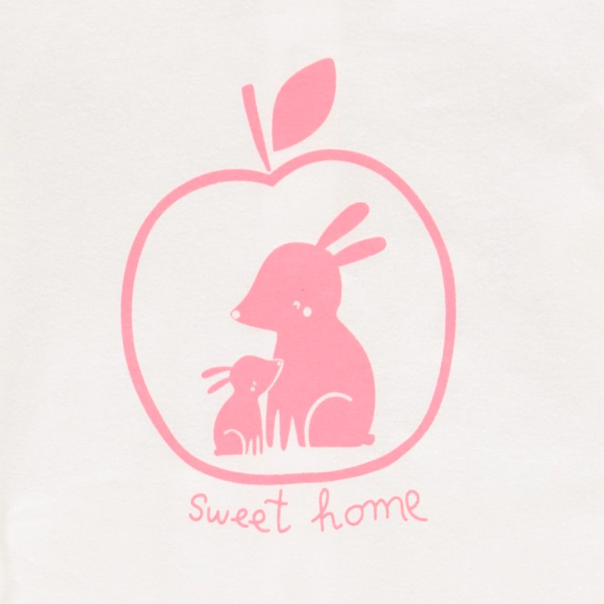 Dors-bien manches longues print lapin pour bébé fille - Ecru