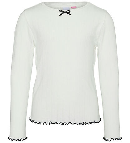 Vero Moda Girl Bluse - VmJulietta - Snow White/Black Kontrast