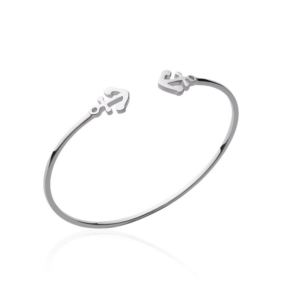 Bracelet jonc 2 ancres Argent 925 Rhodié