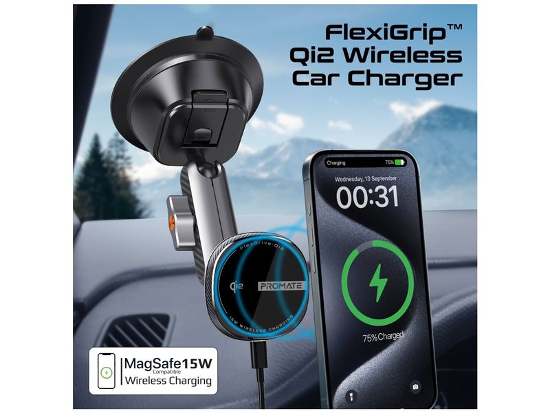 Promate Smartphone-Halterung FlexDrive Qi2 Universalhalterung
