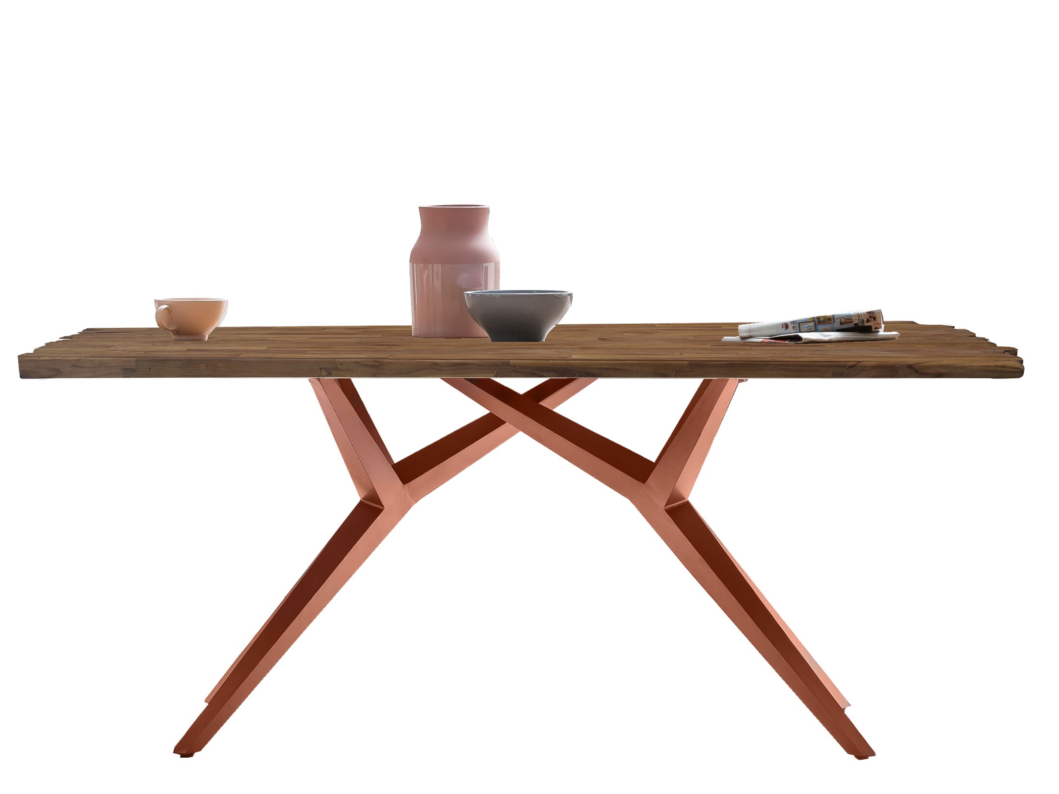 Tisch 220x100 Teak Metall Holztisch Esstisch Speisetisch Küchentisch Esszimmer