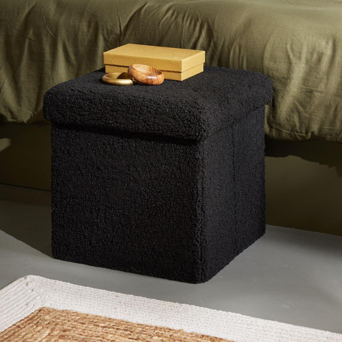 POUF CUBE TEDDY 38X38X38CM REGLISSE MATCHA