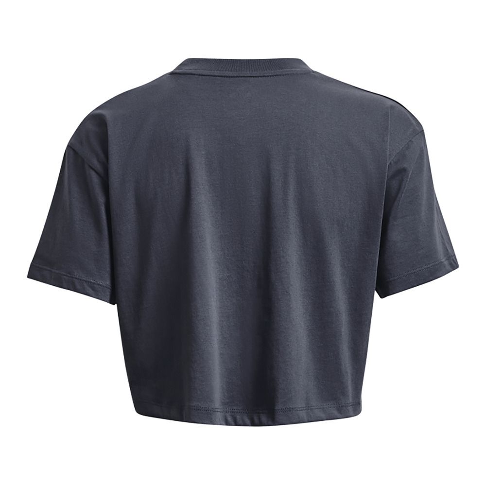 Under Armour UA BRANDED LOGO CROP - Crop top Femme downpour gray/white
