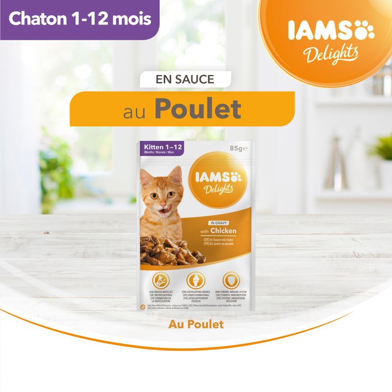 IAMS Delights Kitten poulet 12 x 85 g à prix discount sur bitiba.fr