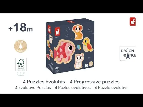 Janod Casse-Tête Évolutifs en Bois (4) - Animaux de Compagnie