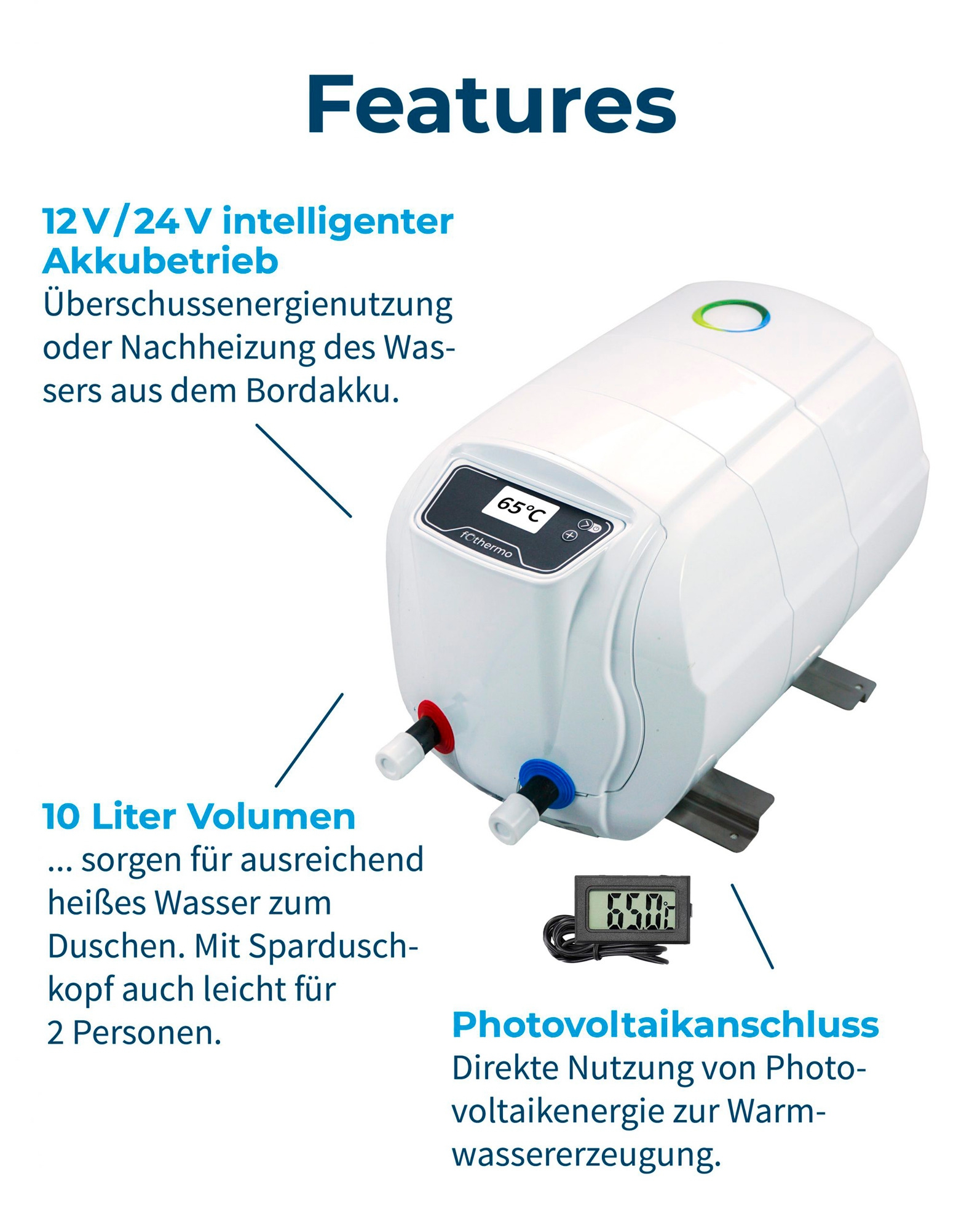Fothermo Photovoltaischer Caravan Boiler 10 Liter