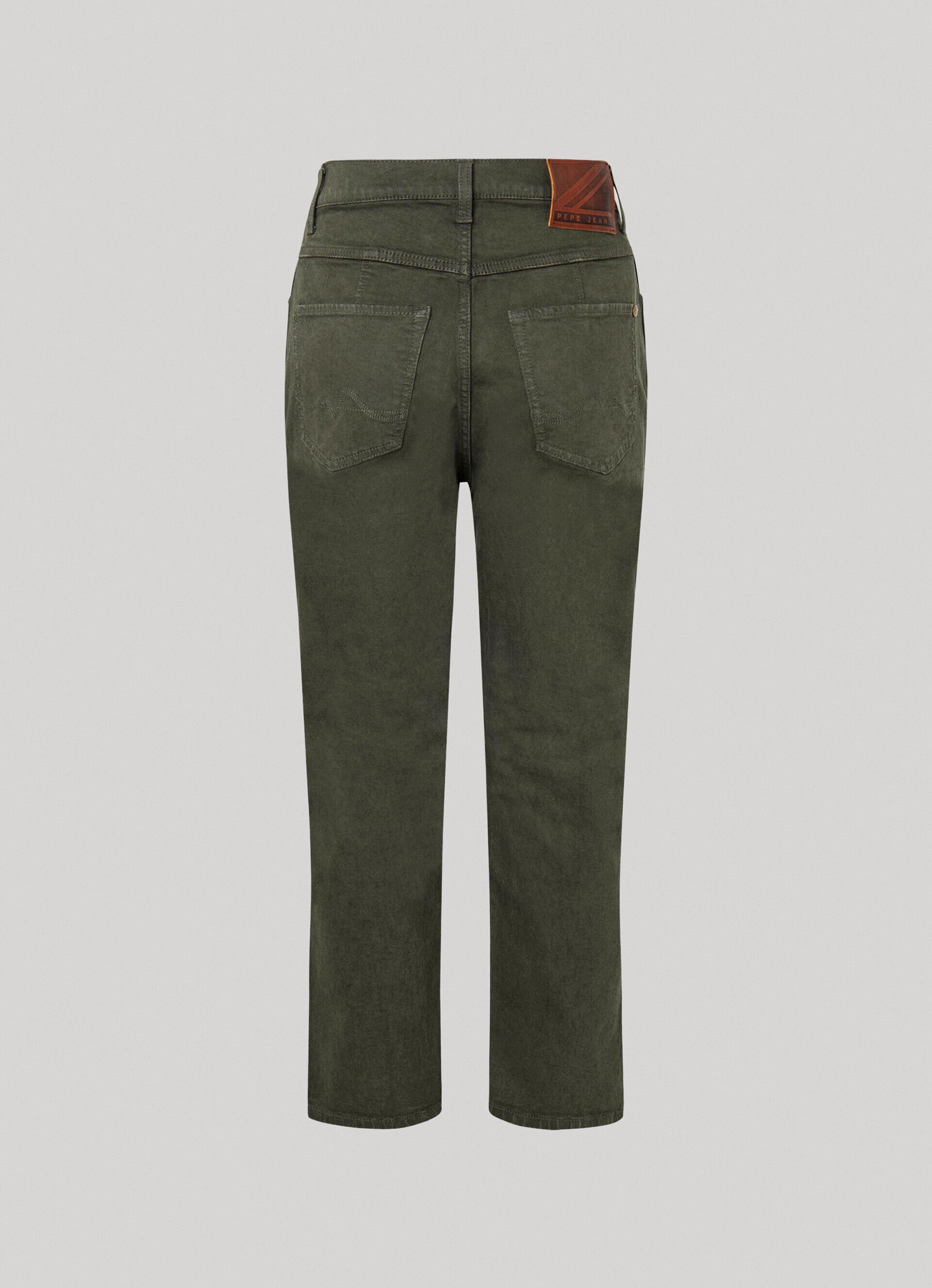 Calça de corte relaxado com 5 bolsos - verde oliva