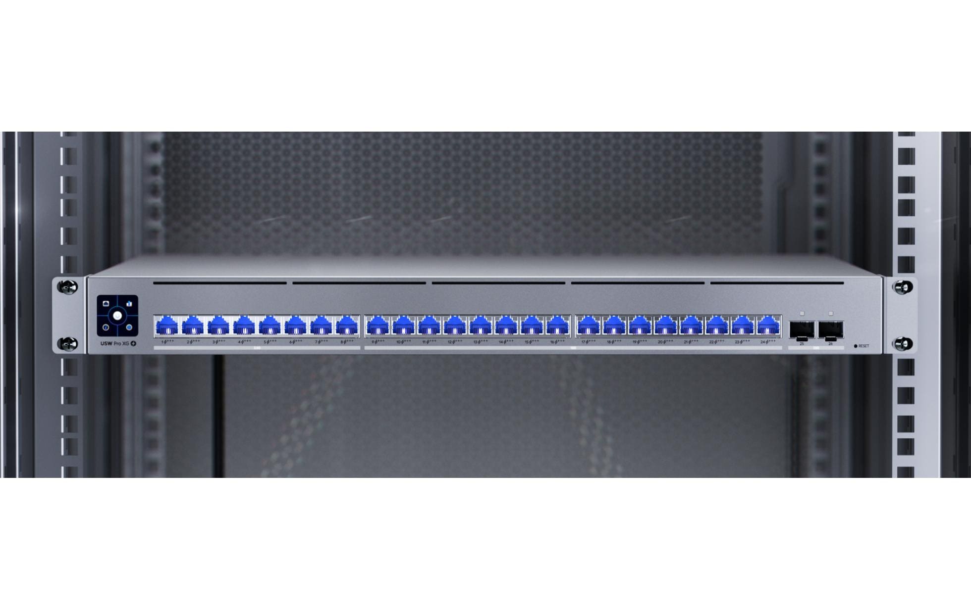 PoE+++ Switch Pro XG 24 PoE 26 Port<br>24-Port Layer 3 PoE+++ Switch mit 10 GbE-, 2.5 GbE- und 25G-SFP28-Ports für professionelle Netzwerke