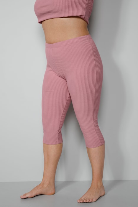 3/4-Leggings, Tight Fit, Rippjersey, Elastikbund