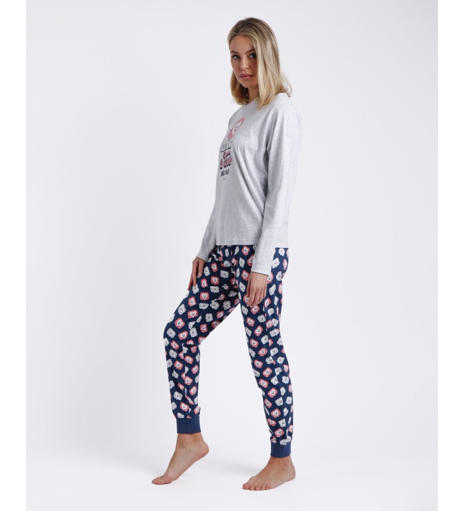 Pijama Aznar Innova de manga comprida com estampa de amor