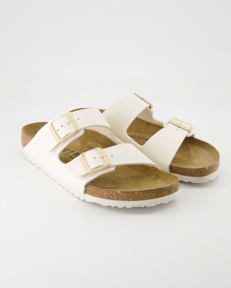 Birkenstock Arizona Birko-Floor Pantoletten in Weiß