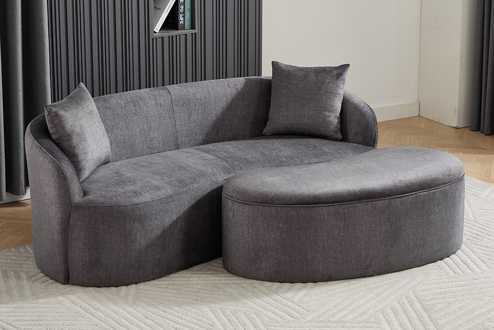 Extravagantes Sofa ELEMENTAL 180cm graphit grau Samt 2-Sitzer Couch organische Form
