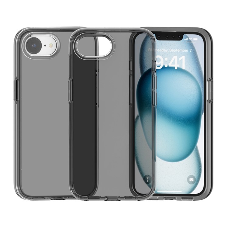 iPhone 16e Hybrid Hardcase Hülle mit TPU Bumper - Grau / Transparent
