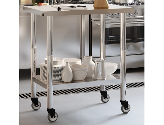 VIDAXL - Mobilier de cuisine Table de travail de cuisine avec roues 82,5x55x85 cm inox