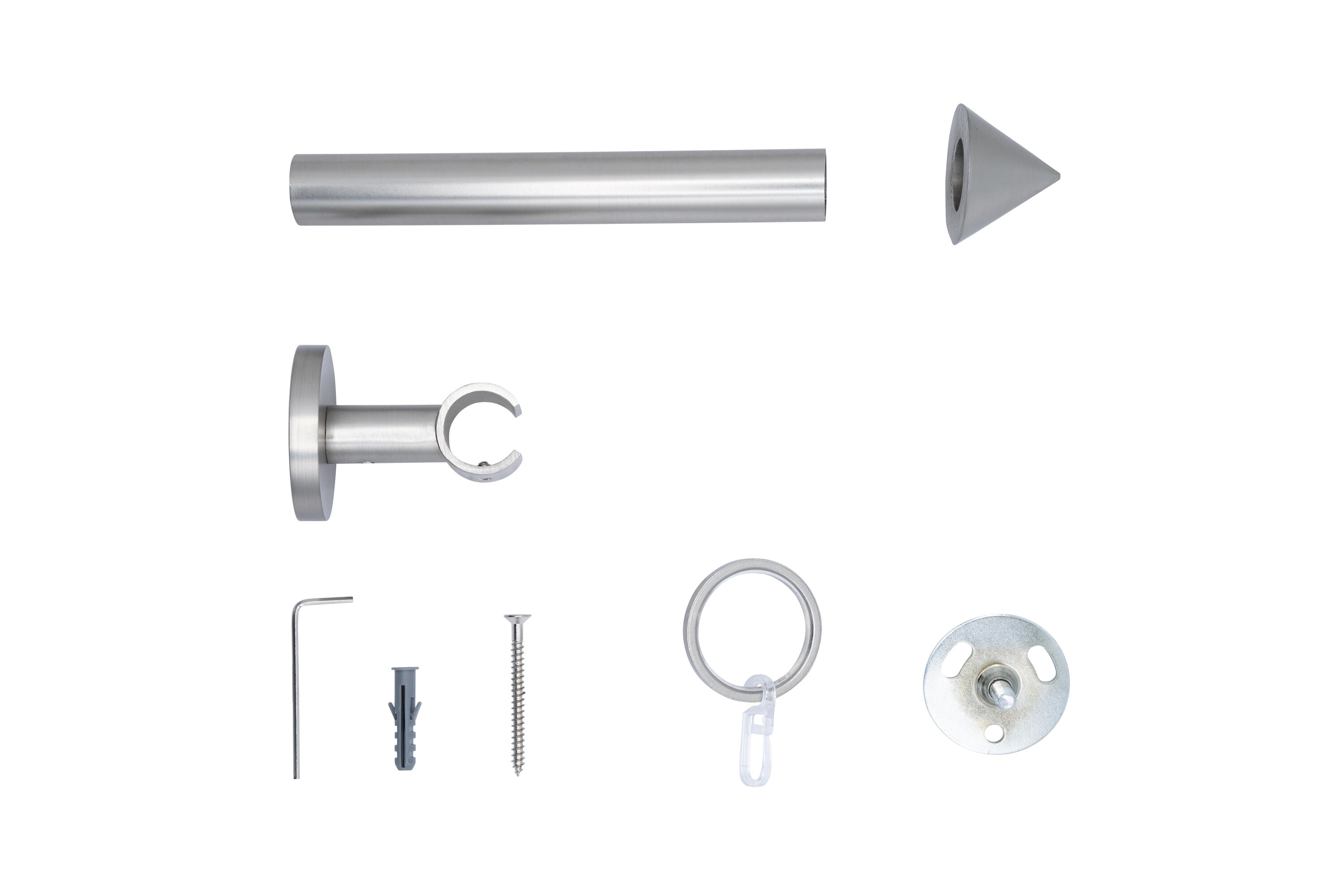 20mm,1-läufig,Rohr,Deckenträger classic,Endstück cone Größe: 100cm, Farbvariante: Edelstahl-Optik