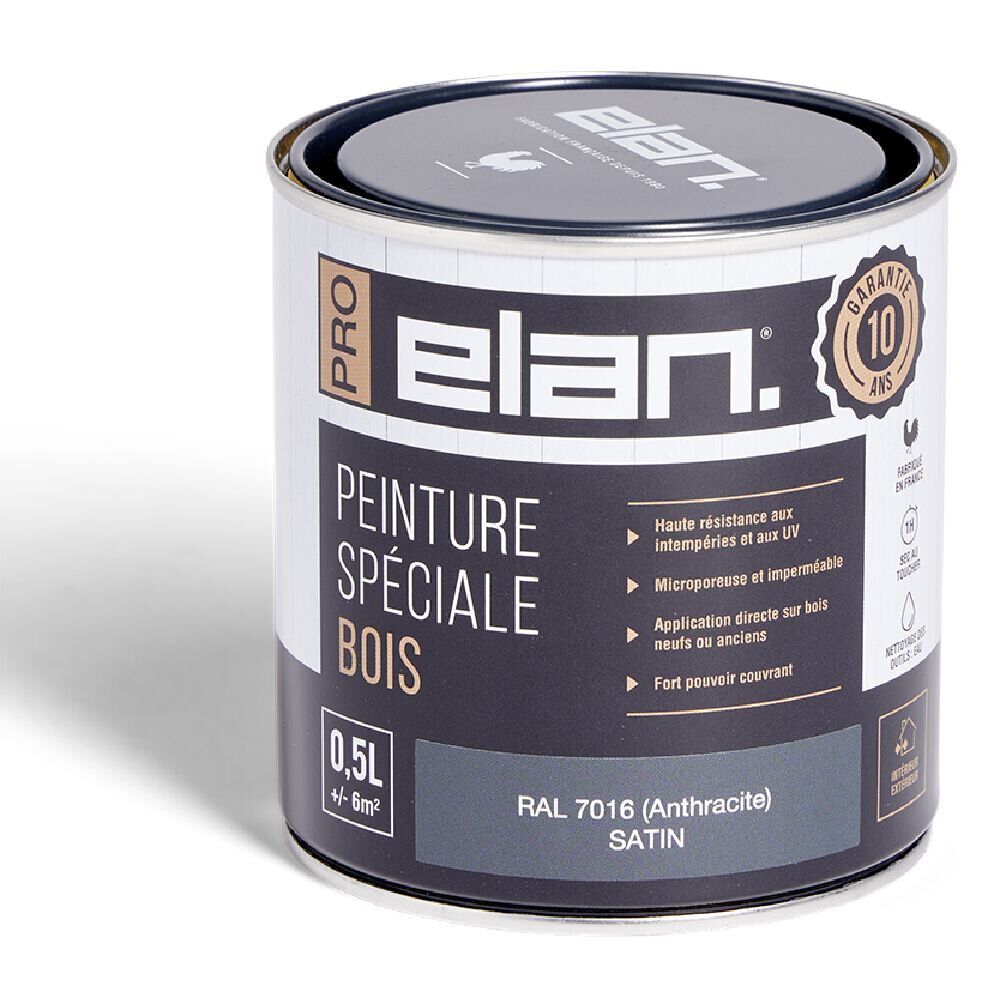 Pot peinture Elan bois int/ext gris anthracite 0,5L