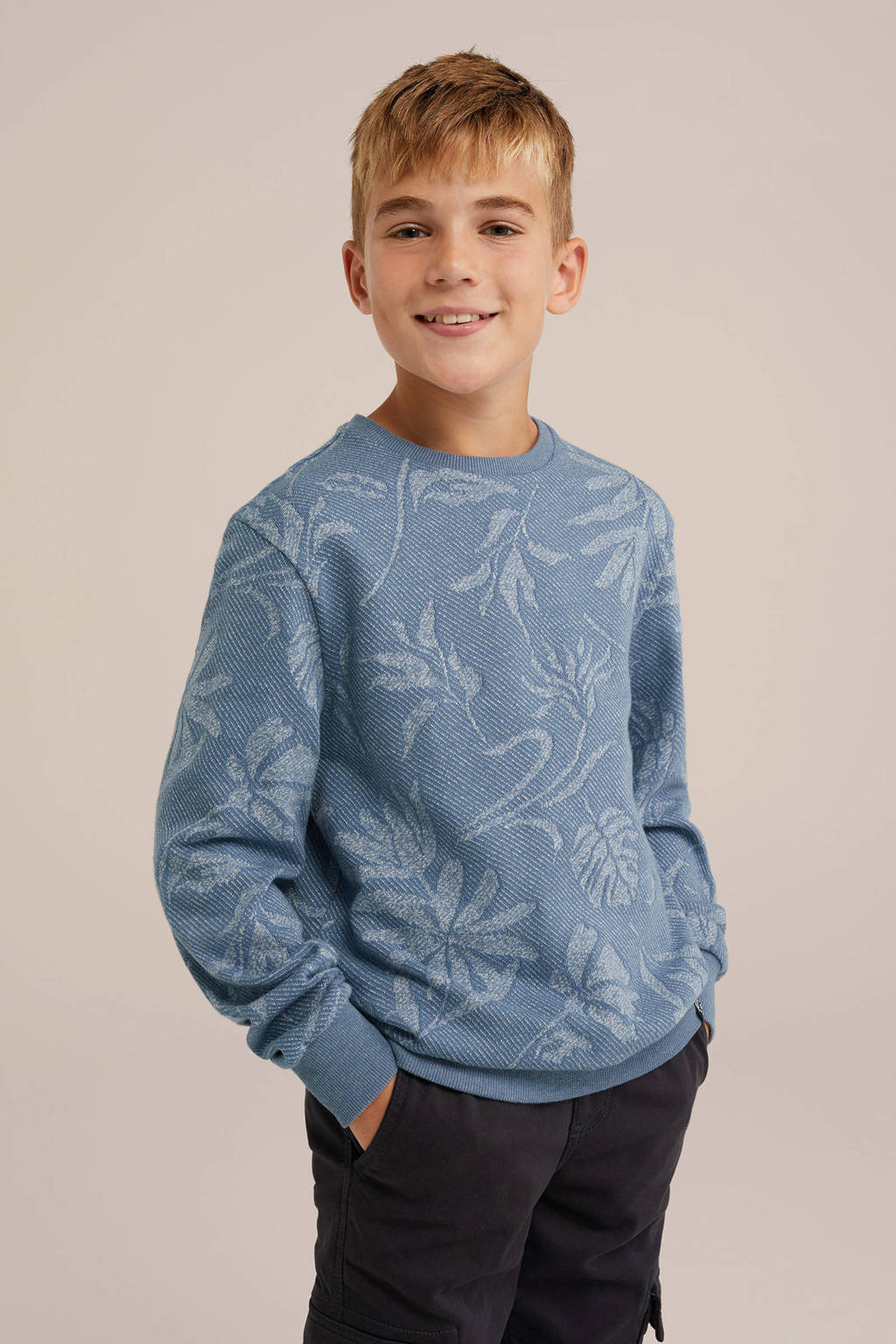 WE Fashion sweater met all over print blauw